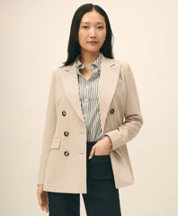 Double-Breasted Peak Lapel Jacket in Fine Twill Stretch Crepe