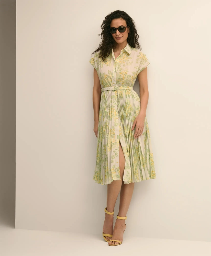 Floral A-Line Belted Shirt Dress