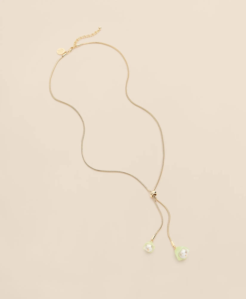 Gold-Tone Faux Pearl Lariat Necklace
