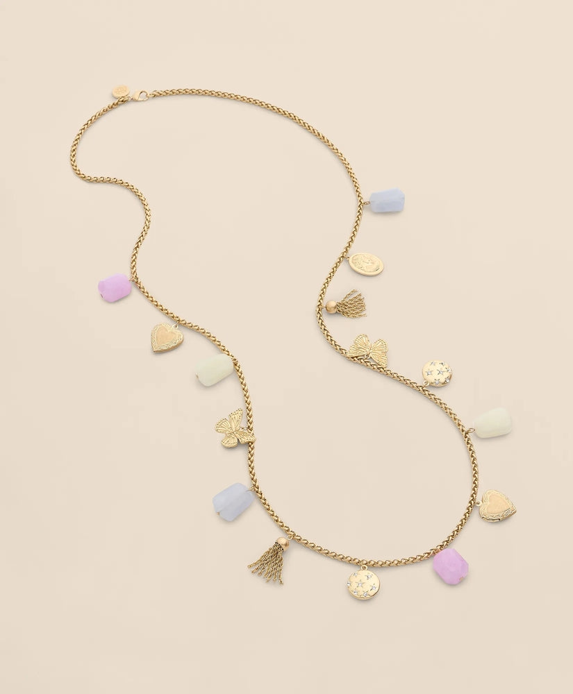 Gold-Tone Long Charm Necklace
