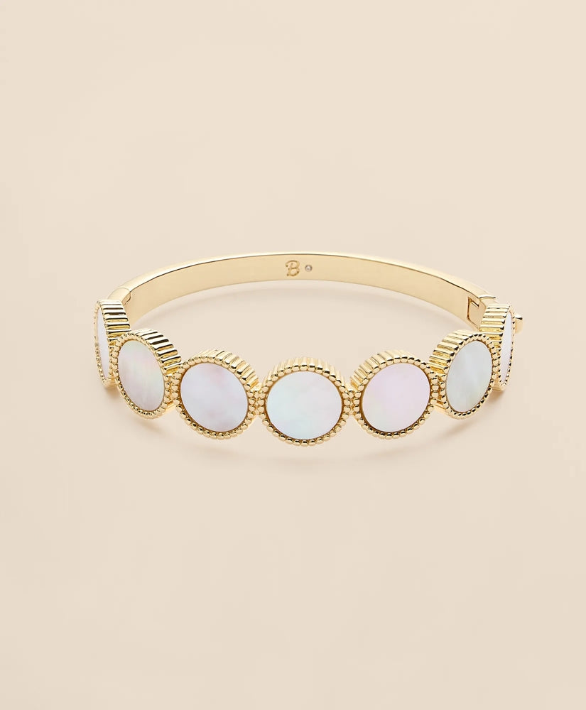 Gold-Tone Mother-Of-Pearl Bangle Bracelet