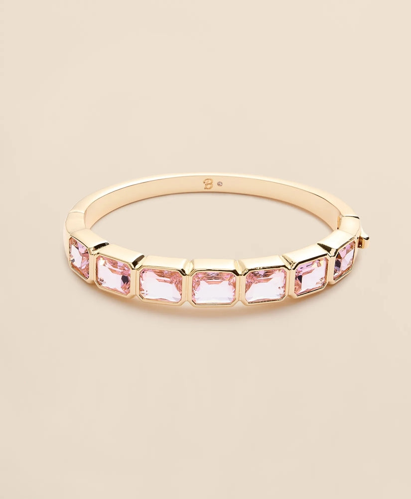 Gold-Tone Pink-Stone Bangle Bracelet