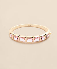 Gold-Tone Pink-Stone Bangle Bracelet