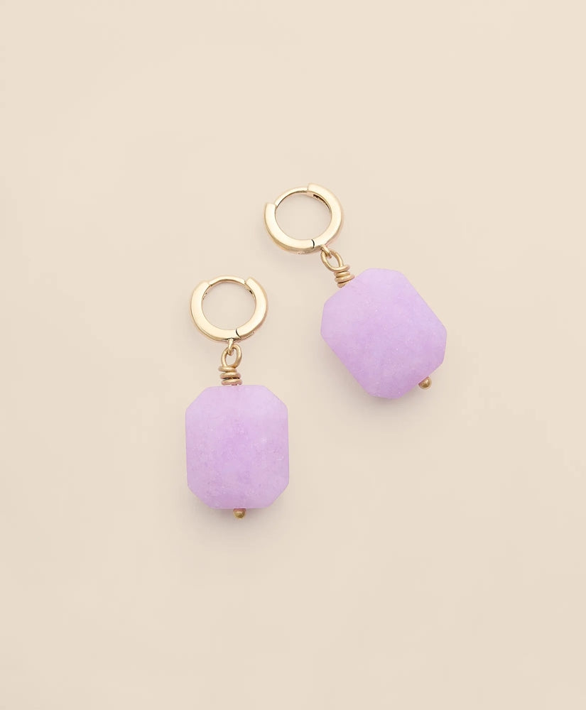 Gold-Tone Stone Drop Hoop Earrings