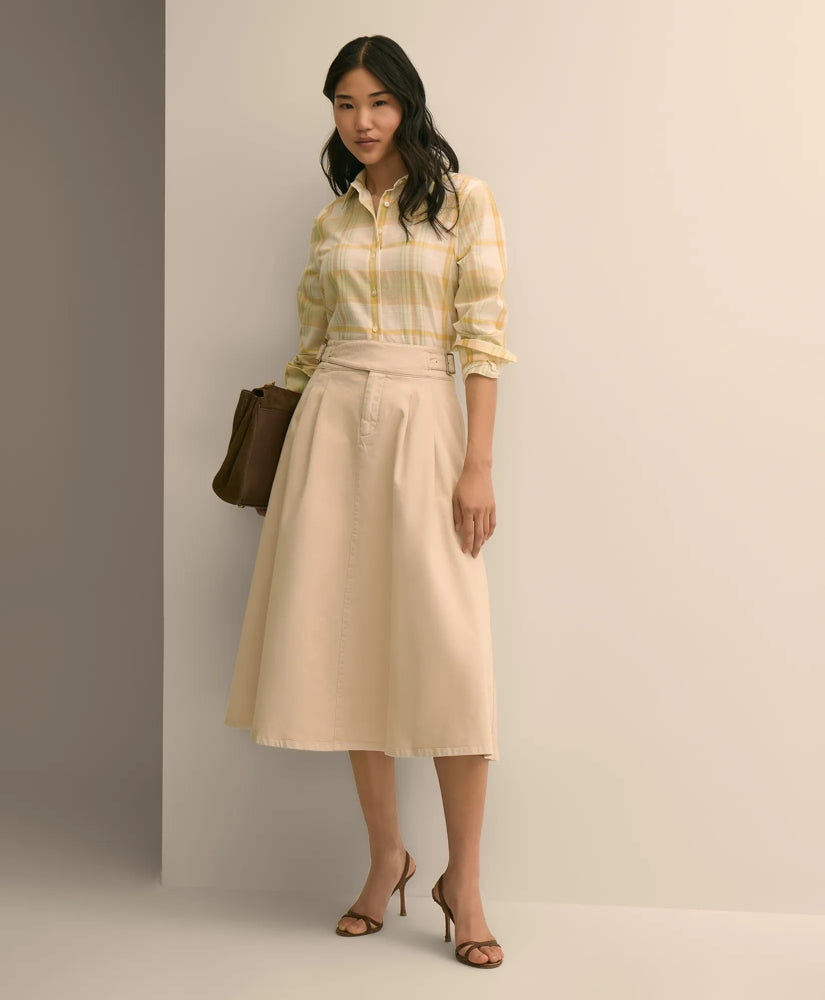 Gurkha Pleated Skirt in Cotton Blend