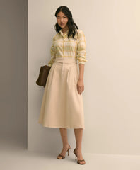 Gurkha Pleated Skirt in Cotton Blend