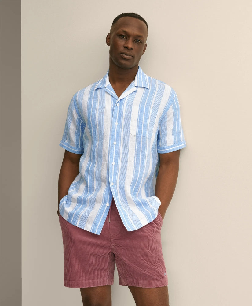 Irish Linen Short-Sleeve Camp Collar Sport Shirt