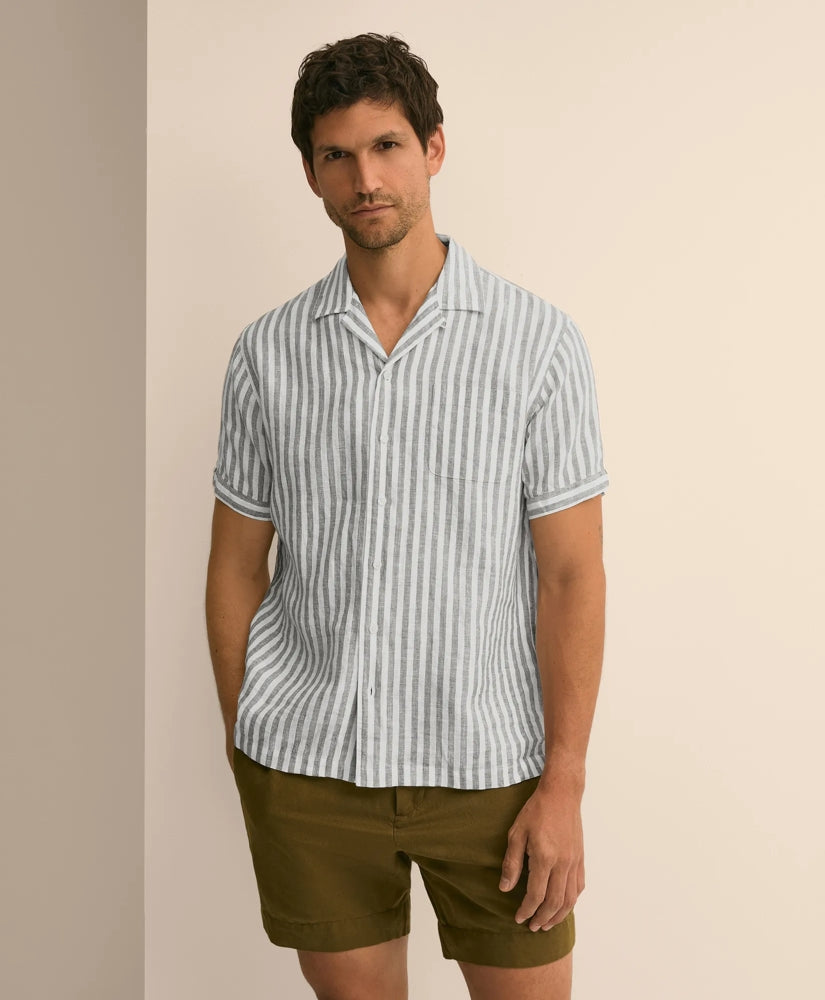 Irish Linen Short-Sleeve Camp Collar Sport Shirt