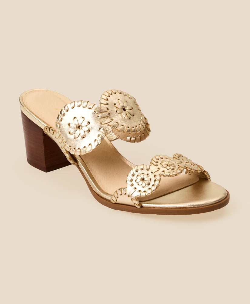 Jack Rogers Lauren Mid-Heel Leather Sandals