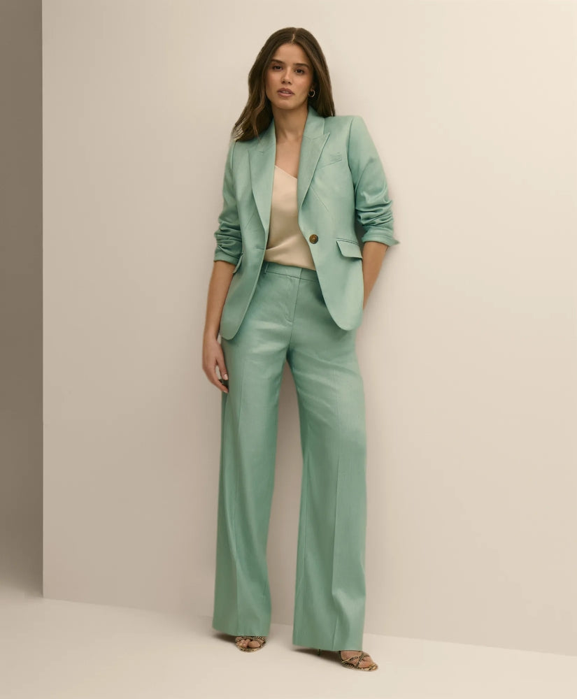 Linen-Blend Wide-Leg Pants