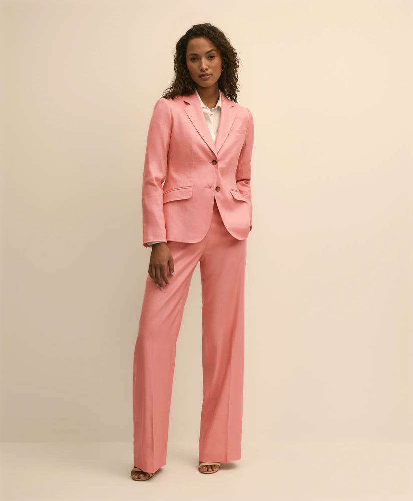 Linen-Blend Wide-Leg Pants