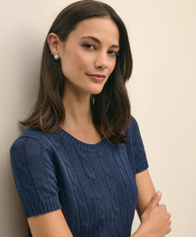 Linen Cable Short-Sleeve Shell