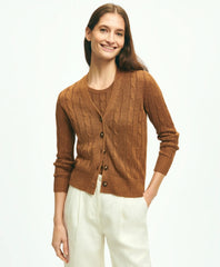 Linen Cable V-Neck Cardigan