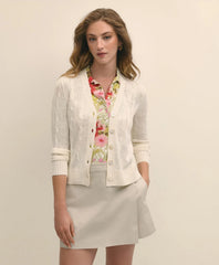 Linen Cable V-Neck Cardigan