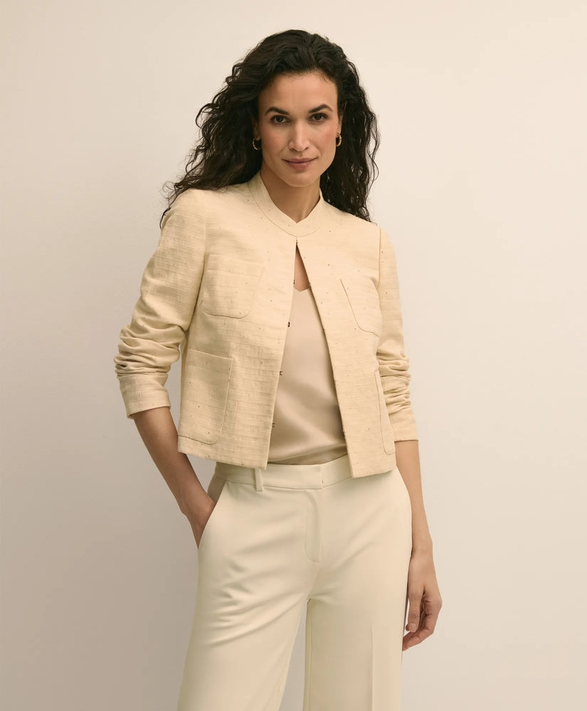 Linen-Cotton Blend Sequin Jacket