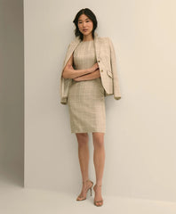Linen-Wool Windowpane Sheath Dress