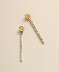 Loni Paul Crystal Bar Earrings in 14K Plated Gold