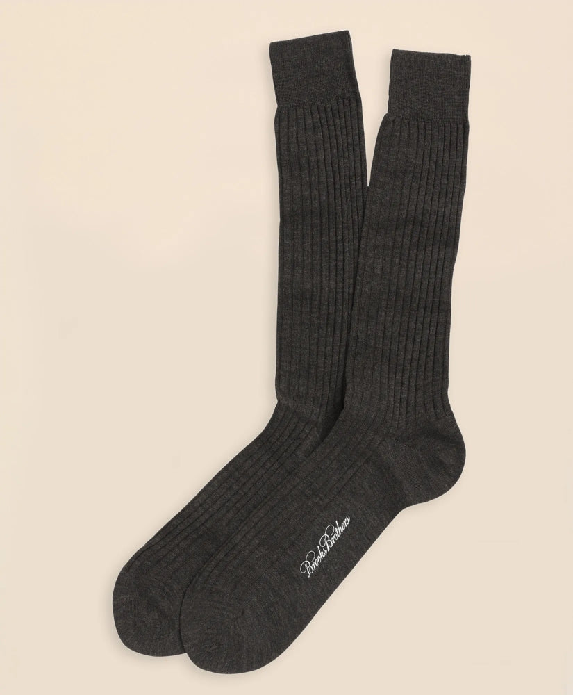 Merino Wool Ribbed Crew Socks