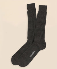 Merino Wool Ribbed Crew Socks