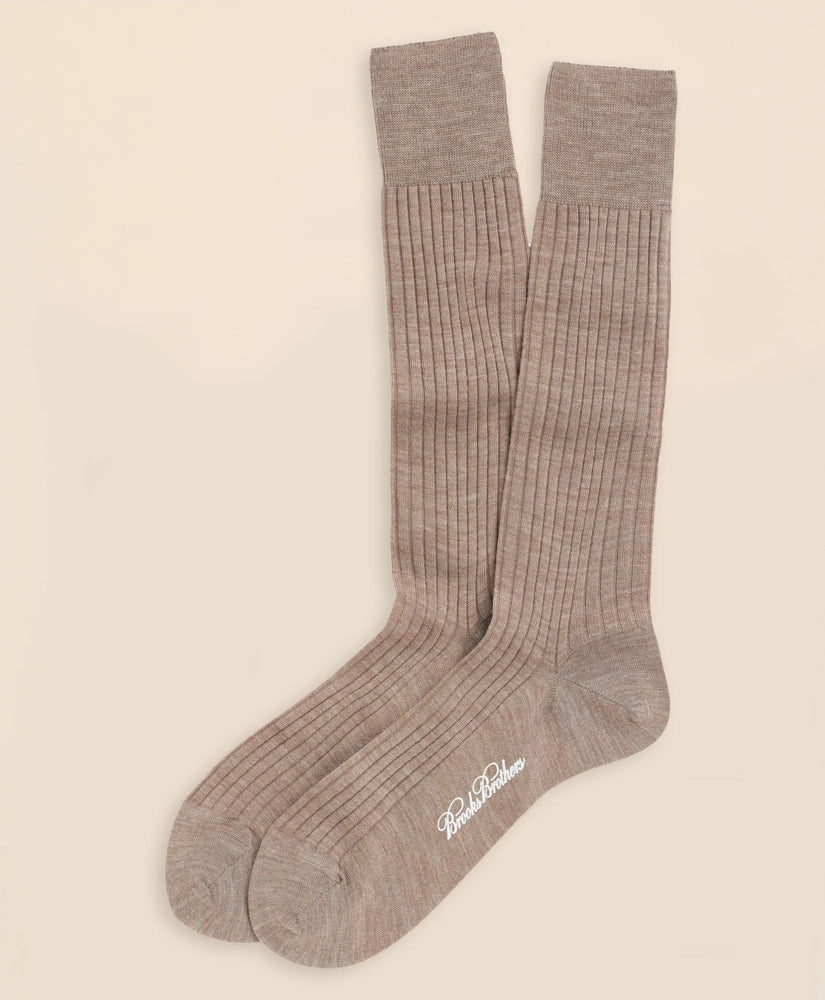 Merino Wool Ribbed Crew Socks