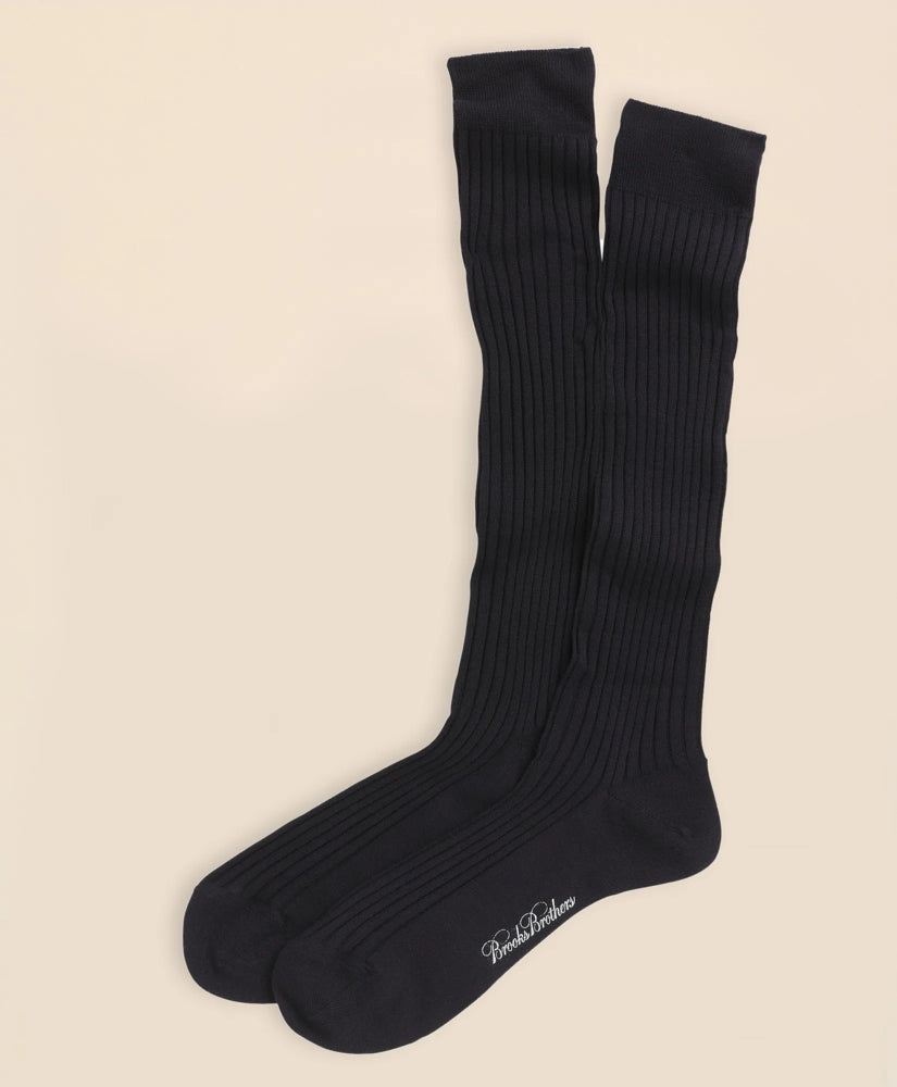 Merino Wool Ribbed Over-the-Calf Socks