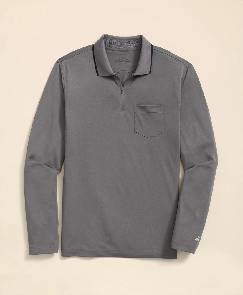 Performance Series Long-Sleeve Zip-Neck Polo Shirt