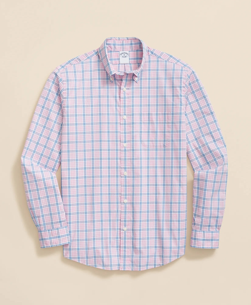 Performance Series Stretch Polo Button-Down Collar, Checked Sport Shirt