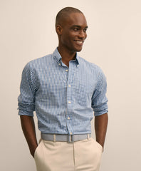 Performance Series Stretch Polo Button-Down Collar, Gingham Sport Shirt