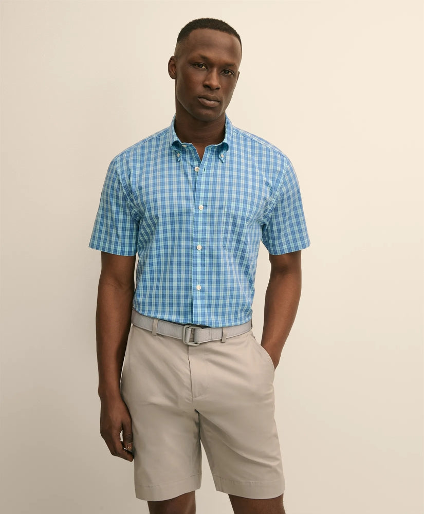 Performance Series Stretch Polo Button-Down Collar, Tartan Sport Shirt