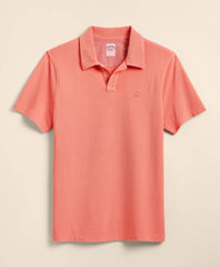 Cotton Pique Garment-Dyed Johnny Collar Polo Shirt