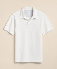 Cotton Pique Garment-Dyed Johnny Collar Polo Shirt