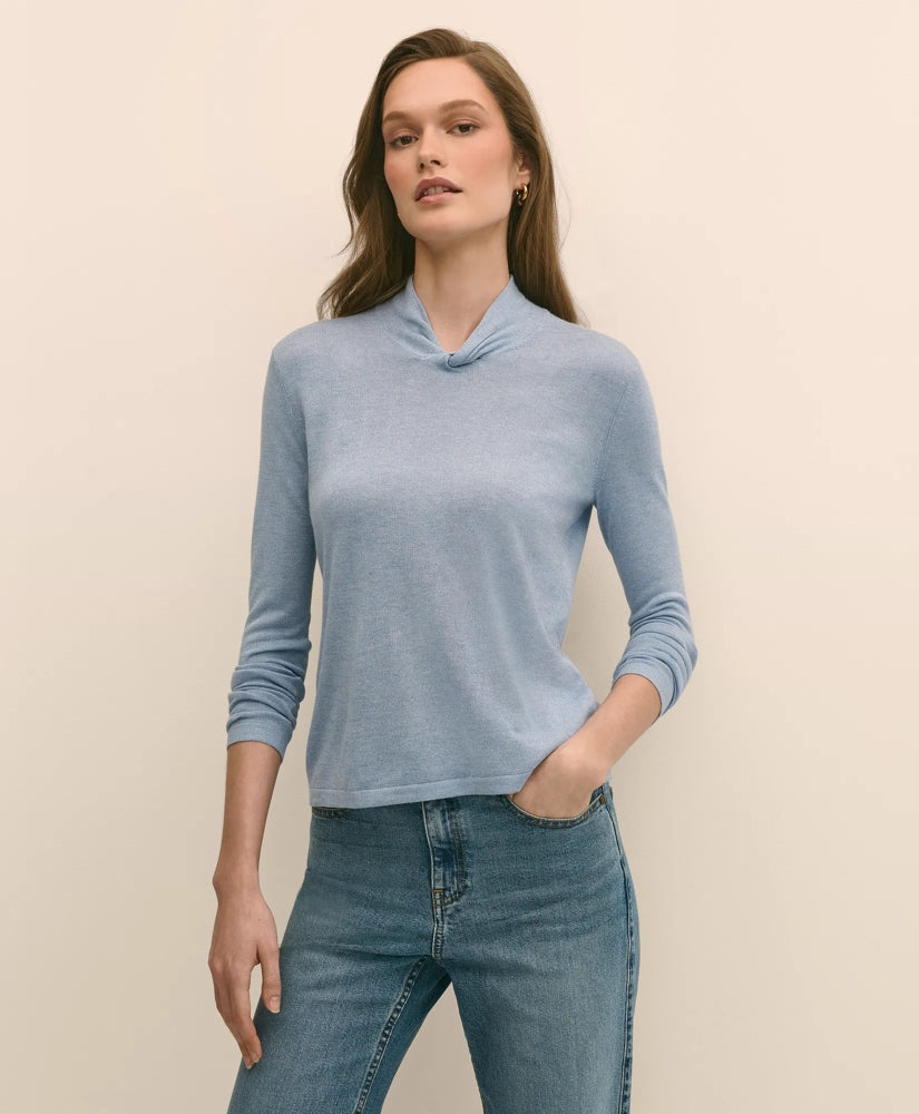 Silk Cashmere Twist Neck Sweater