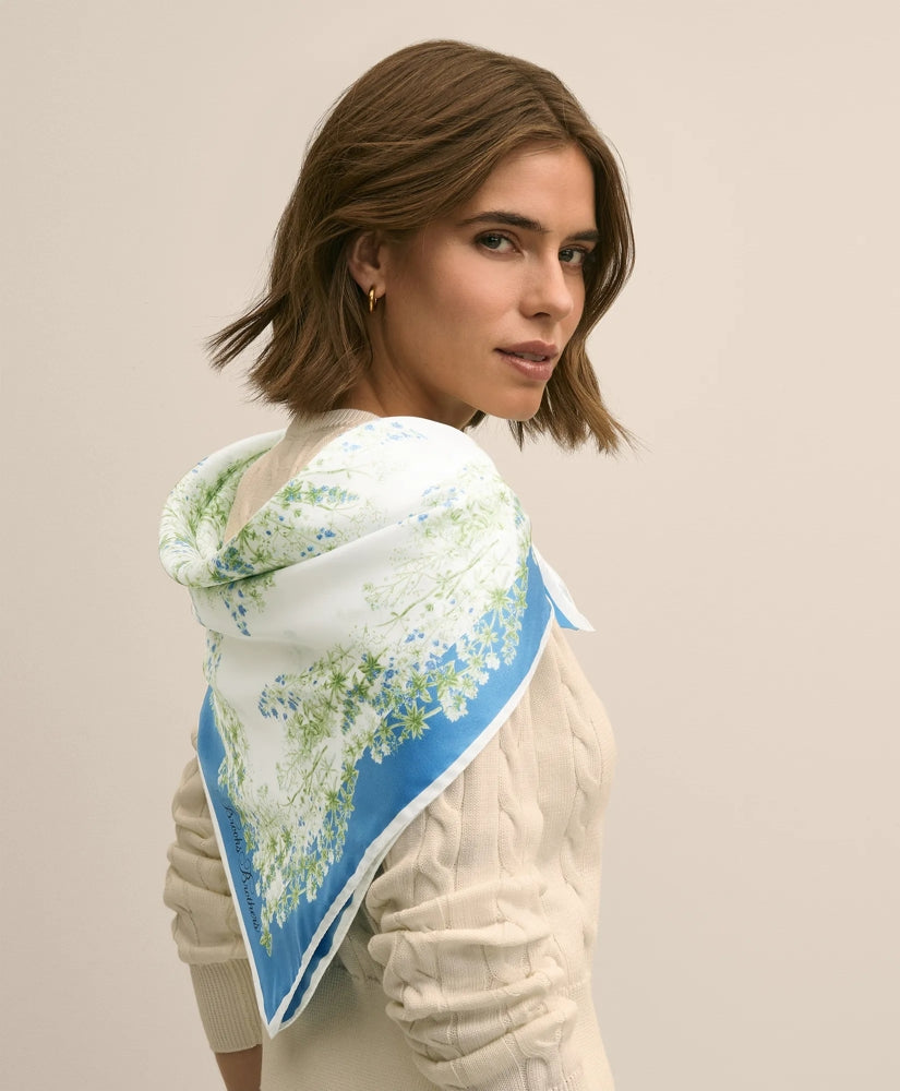 Silk Floral Square Scarf