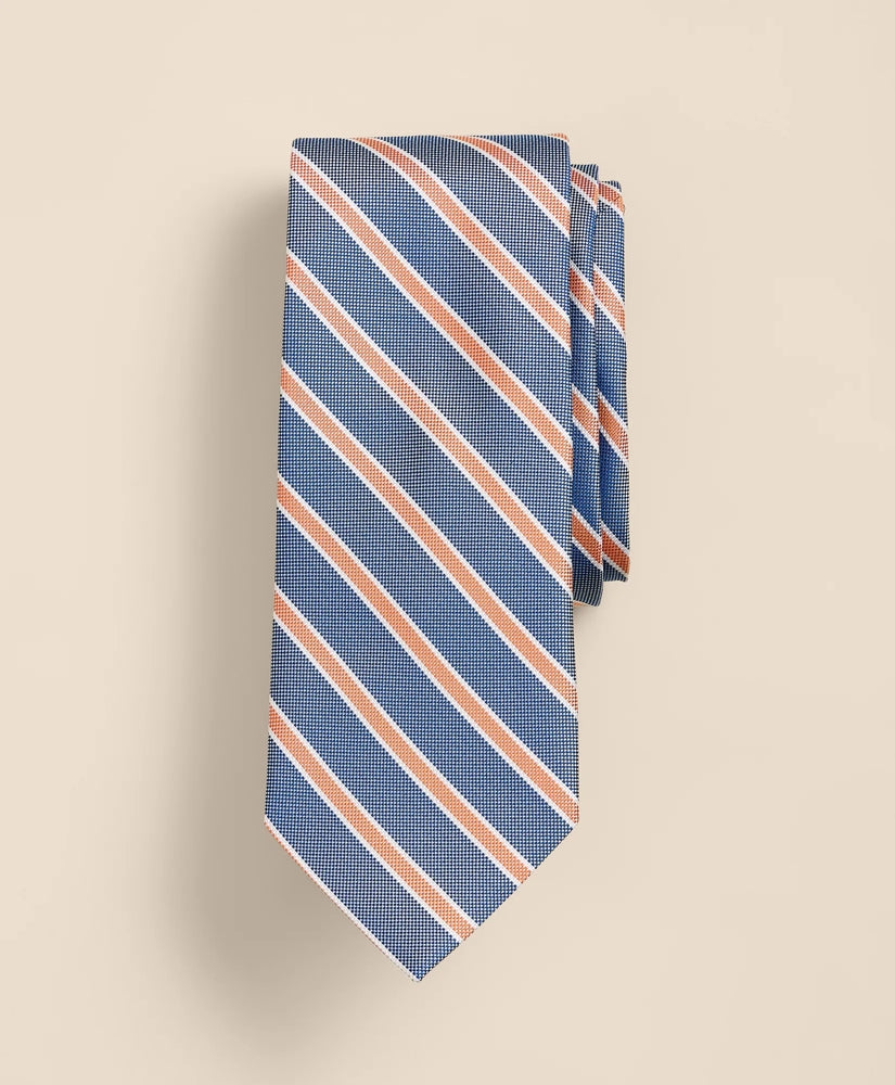 Silk Oxford-Weave Outline Stripe Tie
