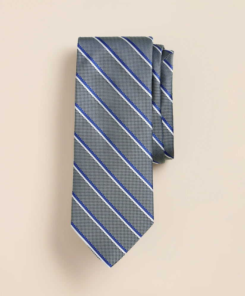Silk Oxford-Weave Stripe Tie