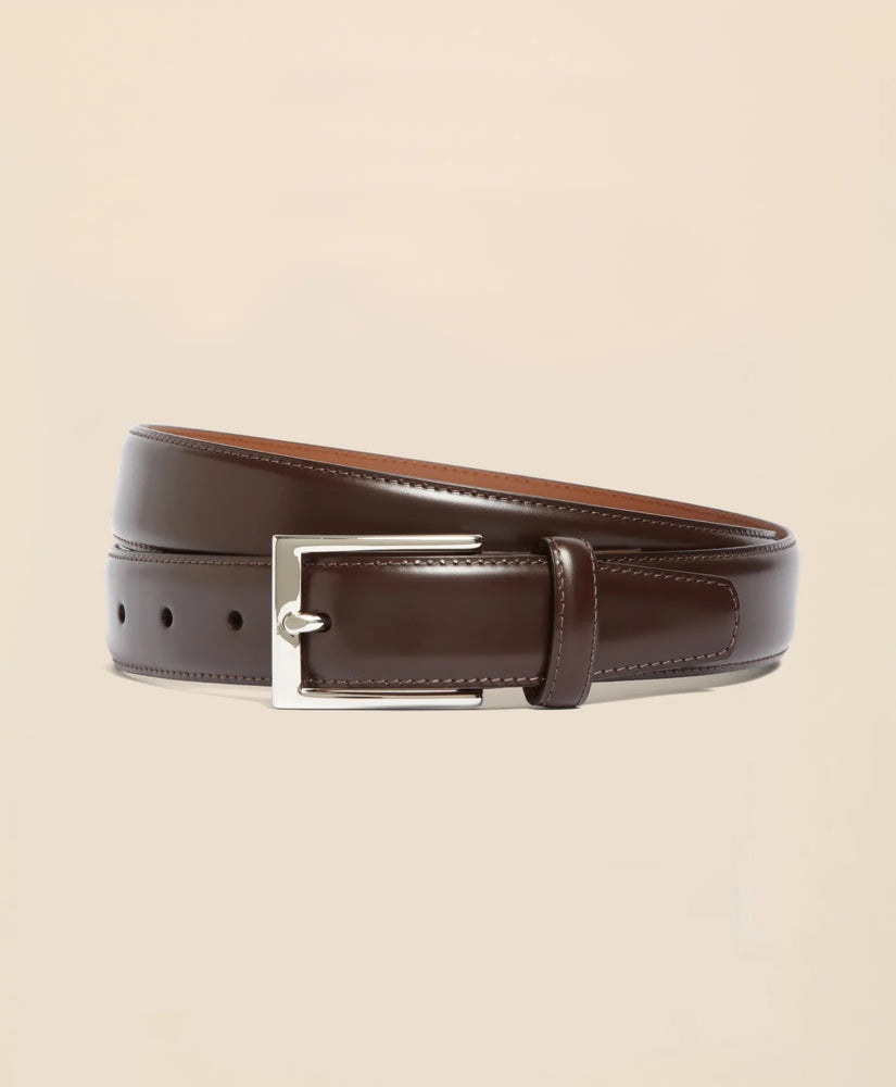 Silver Buckle Leather Dress Belt