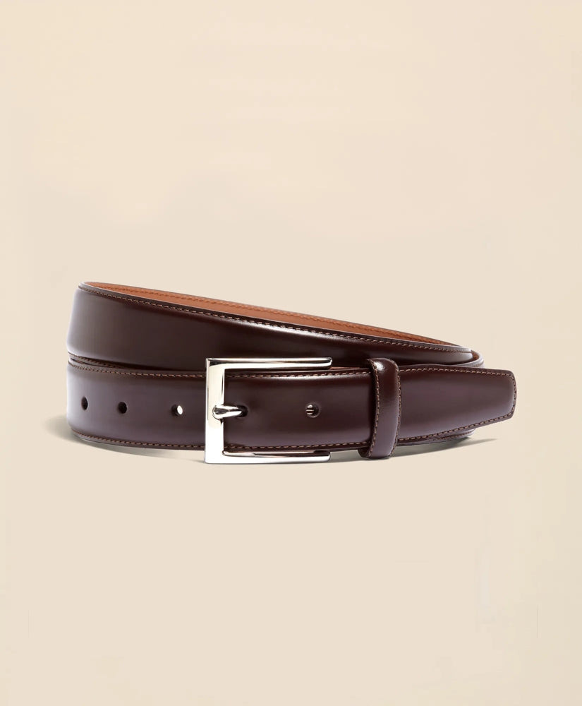 Silver Buckle Leather Dress Belt