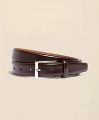 Silver Buckle Leather Dress Belt