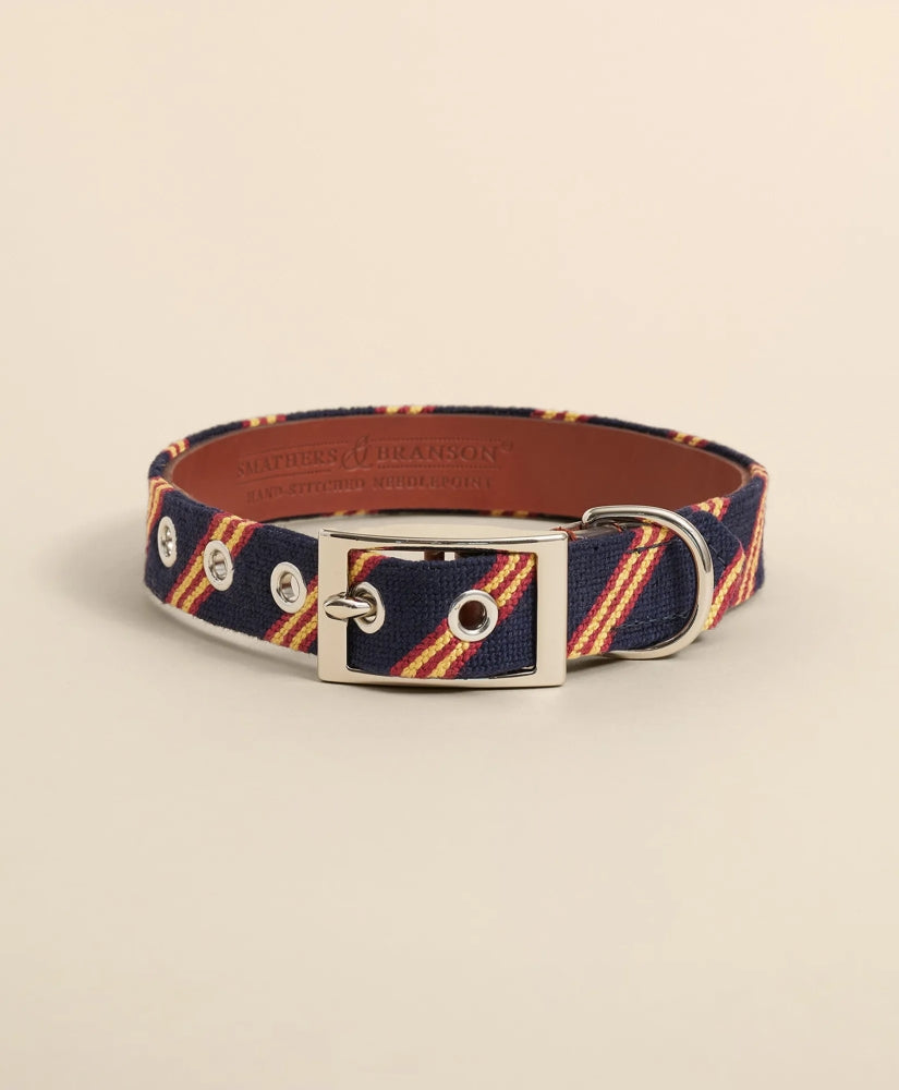 Smathers & Branson Needlepoint Rep Stripe Dog Collar