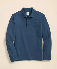 Spread Collar Long-Sleeve Polo Shirt