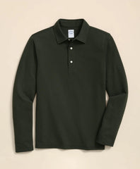 Spread Collar Long-Sleeve Polo Shirt