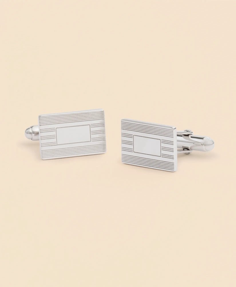 Sterling Silver Engravable Rhodium-Plated Cufflinks
