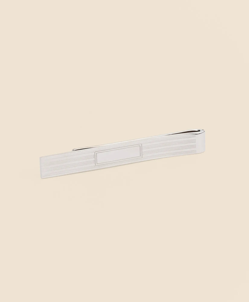 Sterling Silver Engravable Rhodium-Plated Tie Clip