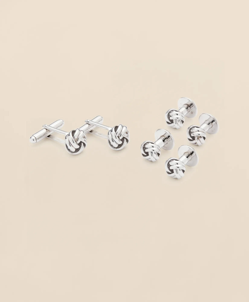 Sterling Silver Rhodium-Plated Knot Cufflinks