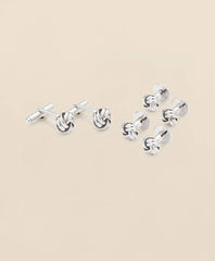 Sterling Silver Rhodium-Plated Knot Cufflinks