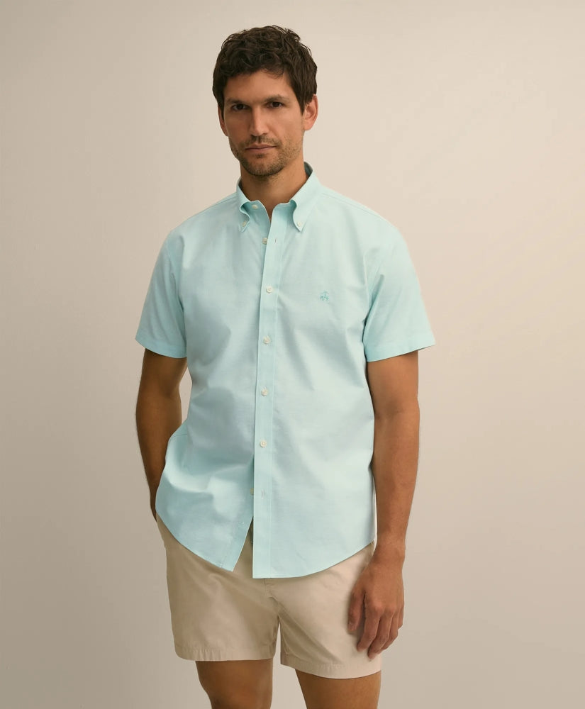 Stretch Non-Iron Cotton-Oxford Polo Button-Down Short-Sleeve Sport Shirt