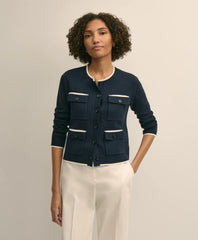 Cotton Tipped 4-Pocket Cardigan