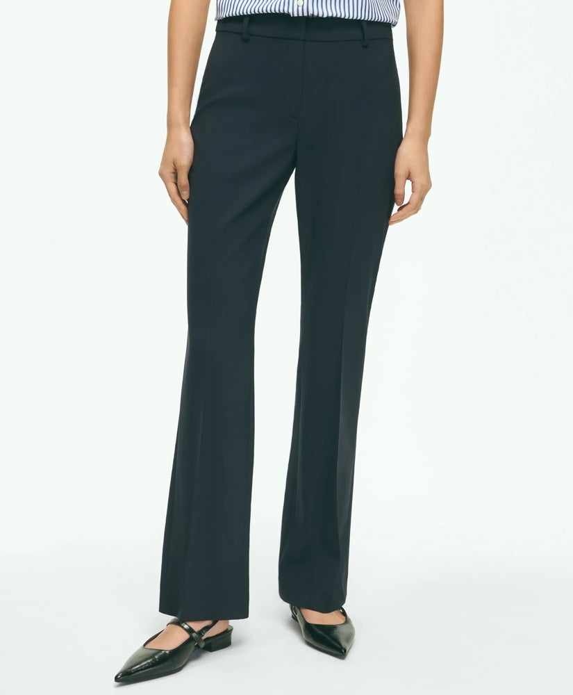 The Essentials Brooks Brothers Stretch Wool Flare Leg Trousers
