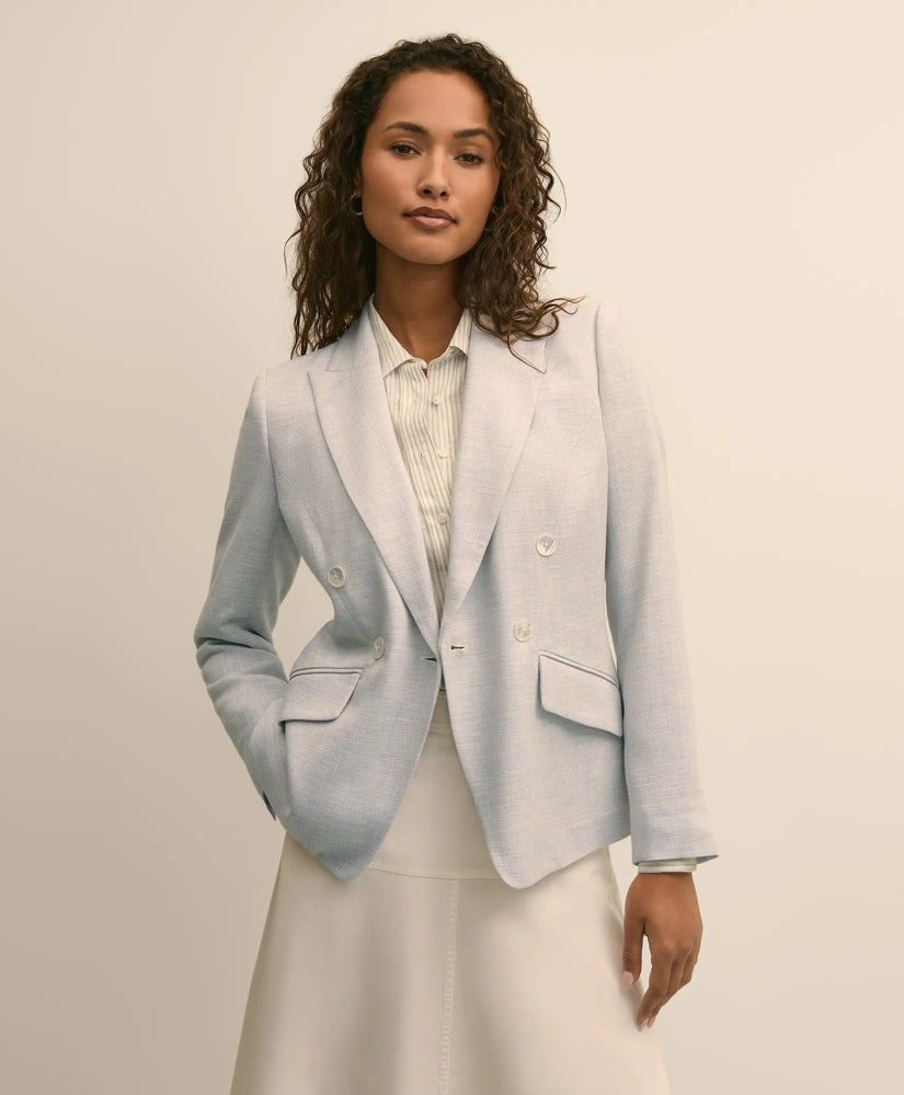 Viscose Melange Tweed Double-Breasted Jacket