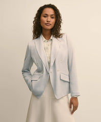 Viscose Melange Tweed Double-Breasted Jacket